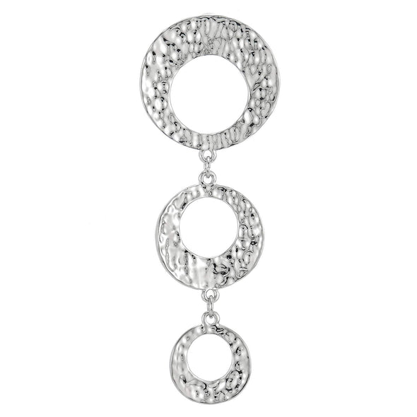 Fashionable Statement Stud Earrings Textured Open Circles Link Journey Long Drop Dangle, Party Event - COOLSTEELANDBEYOND Jewelry