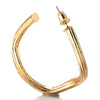 Gold Color Irregular Striped Circle Statement Stud Earrings Large Textured Huggie Hinged Hoop Dress - COOLSTEELANDBEYOND Jewelry