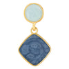 Gold Color Rhombus Circle Asymmetrical Statement Drop Dangle Stud Earrings with Blue Enamel - COOLSTEELANDBEYOND Jewelry