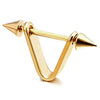 Gold Color Spike Triangle Huggie Hinged Hoop Earrings for Men Women, Stainless Steel, 2pcs - coolsteelandbeyond