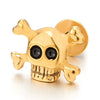 Gold Pirate Skull Stud Earrings Men Women Stainless Steel, Gothic Punk Rock, Screw Back, 2 Pcs - coolsteelandbeyond