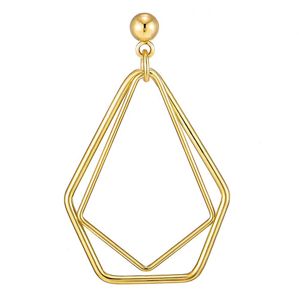 Hipster Gold Color Irregular Geometric Frame Statement Drop Dangle Stud Earrings - COOLSTEELANDBEYOND Jewelry