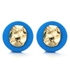 Large Blue Gold Circle Irregular Convex Oval Statement Stud Earrings - COOLSTEELANDBEYOND Jewelry