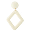 Large Cream White Acrylic Circle Rhombus Statement Drop Dangle Stud Earrings - COOLSTEELANDBEYOND Jewelry