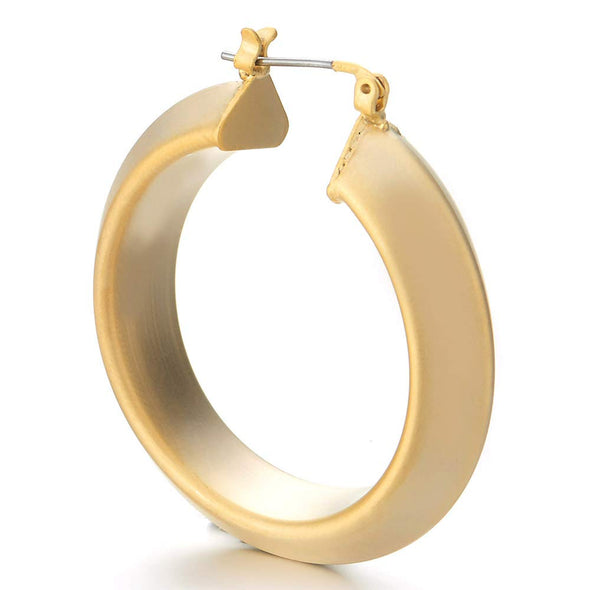 Large Matt Gold Color Statement Earrings Hollow Circle Huggie Hinged Hoop, Fashionable, Prom Dress - COOLSTEELANDBEYOND Jewelry