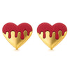 Lovely Gold Color Red Puff Heart Statement Stud Earrings - COOLSTEELANDBEYOND Jewelry