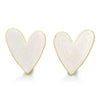 Lovely Large Heart Gold Color Stud Earrings with White Enamel - COOLSTEELANDBEYOND Jewelry