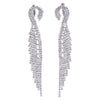 Luxury Wedding Bridal Bridesmaids Party Rhinestone Angle Wing Feather Long Dangle Clip-on Earrings - COOLSTEELANDBEYOND Jewelry