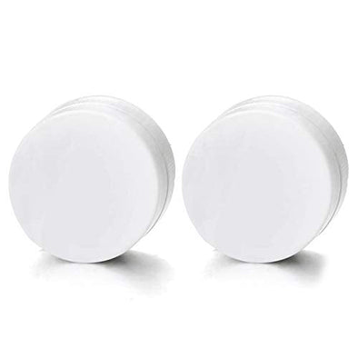 Magnetic White Acrylic Circle Stud Earrings for Men Women, Non-Piercing Clip On Cheater Fake Gauges - coolsteelandbeyond