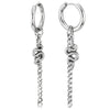 Men Women Steel Circle Beads Huggie Hinged Hoop Earrings Dangling Long Chain and Coiled Snake - COOLSTEELANDBEYOND Jewelry