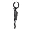 Men Women Steel Circle Huggie Hinged Hoop Earrings with Dangling Long Curb Chain Feather, 2pcs - COOLSTEELANDBEYOND Jewelry