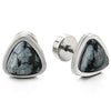 Men Womens Steel Triangle Stud Earrings with Grey Marble Gem Stone, Screw Back - COOLSTEELANDBEYOND Jewelry