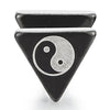 Mens Black Triangle Stud Earrings with Yin-Yang Stainless Steel Cheater Fake Ear Plugs Gauges, 2pcs - coolsteelandbeyond