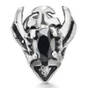 Mens Steel Vintage Sword Bull Horn Stud Earrings with Black Oval Cubic Zirconia, Screw Back - coolsteelandbeyond