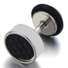 Mens Stud Earrings Stainless Steel Illusion Tunnel Plug Screw Back with Carbon Fiber, 2pcs - coolsteelandbeyond