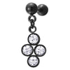Mens Women Black Ball Stud Earrings with Dangling Cubic Zirconia, Stainless Steel, Screw Back - COOLSTEELANDBEYOND Jewelry