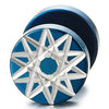 Mens Women Blue Circle Earrings Star Laser Pattern, Steel Cheater Fake Ear Plugs Gauges Tunnel - COOLSTEELANDBEYOND Jewelry