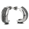 Mens Women Half Cuff Stud Earrings Embedded with Chain Pattern, Stainless Steel, 2 pcs - COOLSTEELANDBEYOND Jewelry