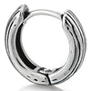Mens Women Retro Style Stainless Steel Grooved Huggie Hinged Hoop Earrings 2 pcs - COOLSTEELANDBEYOND Jewelry
