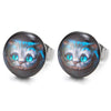 Mens Women Stainless Steel Blue Cute Cat Stud Earrings 2 pcs - COOLSTEELANDBEYOND Jewelry