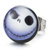 Mens Women Stainless Steel Blue Cute Monster Alien Stud Earrings 2 pcs - COOLSTEELANDBEYOND Jewelry