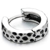 Mens Women Stainless Steel Concave Dots Pattern Huggie Hinged Hoop Earrings 2 pcs - COOLSTEELANDBEYOND Jewelry