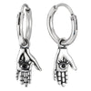 Mens Women Stainless Steel Huggie Hinged Hoop Earrings with Hamsa Hand of Fatima 2 pcs - COOLSTEELANDBEYOND Jewelry