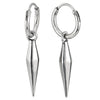 Mens Women Stainless Steel Huggie Hinged Hoop Earrings with Spiked Cone 2 pcs - COOLSTEELANDBEYOND Jewelry