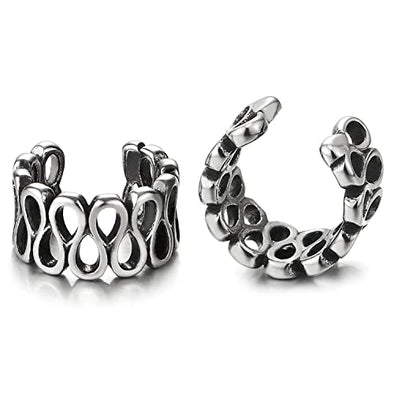 Mens Women Stainless Steel Infinity Number 8 Ear Cuff Ear Clip Non-Piercing Clip On Earrings 2 pcs - COOLSTEELANDBEYOND Jewelry