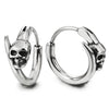 Mens Women Stainless Steel Skull Claw Huggie Hinged Hoop Earrings 2 pcs - COOLSTEELANDBEYOND Jewelry