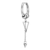 Mens Women Steel Balls Huggie Hinged Hoop Earrings with Dangling Long Chain Cone and Hollow Triangle - coolsteelandbeyond