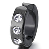 Mens Women Steel Black Huggie Hinged Hoop Earrings with Cubic Zirconia Non-Piercing Clip On Earrings - COOLSTEELANDBEYOND Jewelry