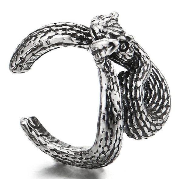 Mens Women Vintage Stainless Steel Cobra Snake Ear Cuff Ear Clip Non-Piercing Clip On Earrings 2 pcs