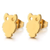 Mens Womens Boys Gold Color Owl Stud Earrings in Stainless Steel, 2 pcs - COOLSTEELANDBEYOND Jewelry