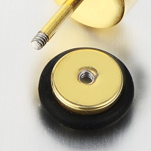 Mens Womens Gold Cross Stud Earrings in Stainless Steel with Black Enamel, Screw Back, 2 Pcs