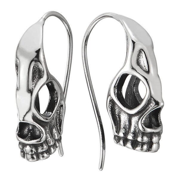 Mens Womens Skull Hook Stud Earrings, Stainless Steel, Unique, 2pcs - COOLSTEELANDBEYOND Jewelry