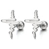 Mens Womens Sound Wave Stud Earrings in Stainless Steel, Screw Back, 2pcs - COOLSTEELANDBEYOND Jewelry
