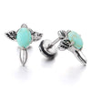 Mens Womens Stainless Steel Angle Wing Cross Stud Earrings with Turquoise, Screw Back, Unique, 2pcs - COOLSTEELANDBEYOND Jewelry