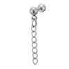 Mens Womens Stainless Steel Ball Stud Earrings with Drop Dangle Curb Chain, Screw Back, 2 pcs - COOLSTEELANDBEYOND Jewelry