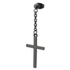 Mens Womens Stainless Steel Black Ball Stud Earrings with Long Chain Dangling Cross, 2 pcs - COOLSTEELANDBEYOND Jewelry