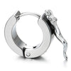 Mens Womens Stainless Steel Huggie Hinged Hoop Earrings with Female Figure - COOLSTEELANDBEYOND Jewelry