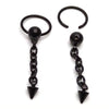 Mens Womens Stainless Steel Spike Chain Huggie Hinged Hoop Earrings Drop Dangle, 2 pcs - coolsteelandbeyond
