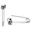 Mens Womens Stainless Steel Vintage Skull Paperclip Stud Earrings, 2 pcs - coolsteelandbeyond