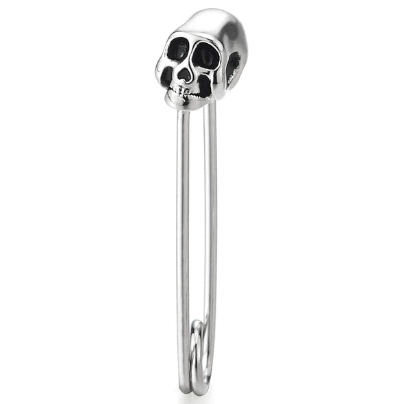 Mens Womens Stainless Steel Vintage Skull Paperclip Stud Earrings, 2 pcs - coolsteelandbeyond