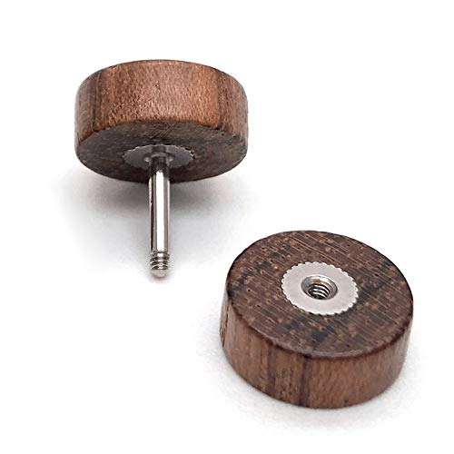 Mens Womens Steel Gold Alien Skull Wood Circle Stud Earrings Cheater Fake Ear Plugs Gauges Tunnel - COOLSTEELANDBEYOND Jewelry