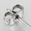 Mens Womens Steel Half Hook Stud Earrings with Dangling Long Oval Link, 2 pcs - COOLSTEELANDBEYOND Jewelry