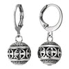 Mens Womens Steel Huggie Hinged Hoop Earrings Dangling Vintage Greek Key Cross Hollow Ball Lantern - COOLSTEELANDBEYOND Jewelry