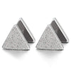 Mens Womens Steel Satin Triangle Screw Stud Earrings, Cheater Fake Ear Plugs Gauges Illusion Tunnel - coolsteelandbeyond