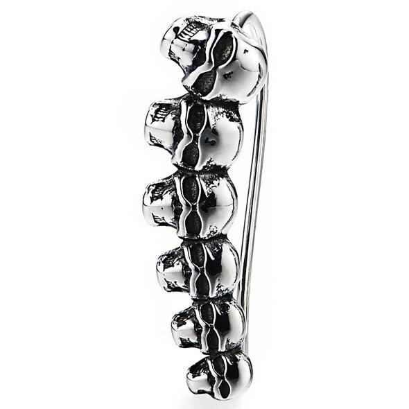 Mens Womens Vintage Line of Skull Long Hook Stud Earrings, Stainless Steel, Unique, 2pcs - COOLSTEELANDBEYOND Jewelry