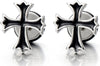 NEW Mens Womens Cross Stud Earrings in Stainless Steel with Black Enamel, Screw Back, 2 Pcs - COOLSTEELANDBEYOND Jewelry